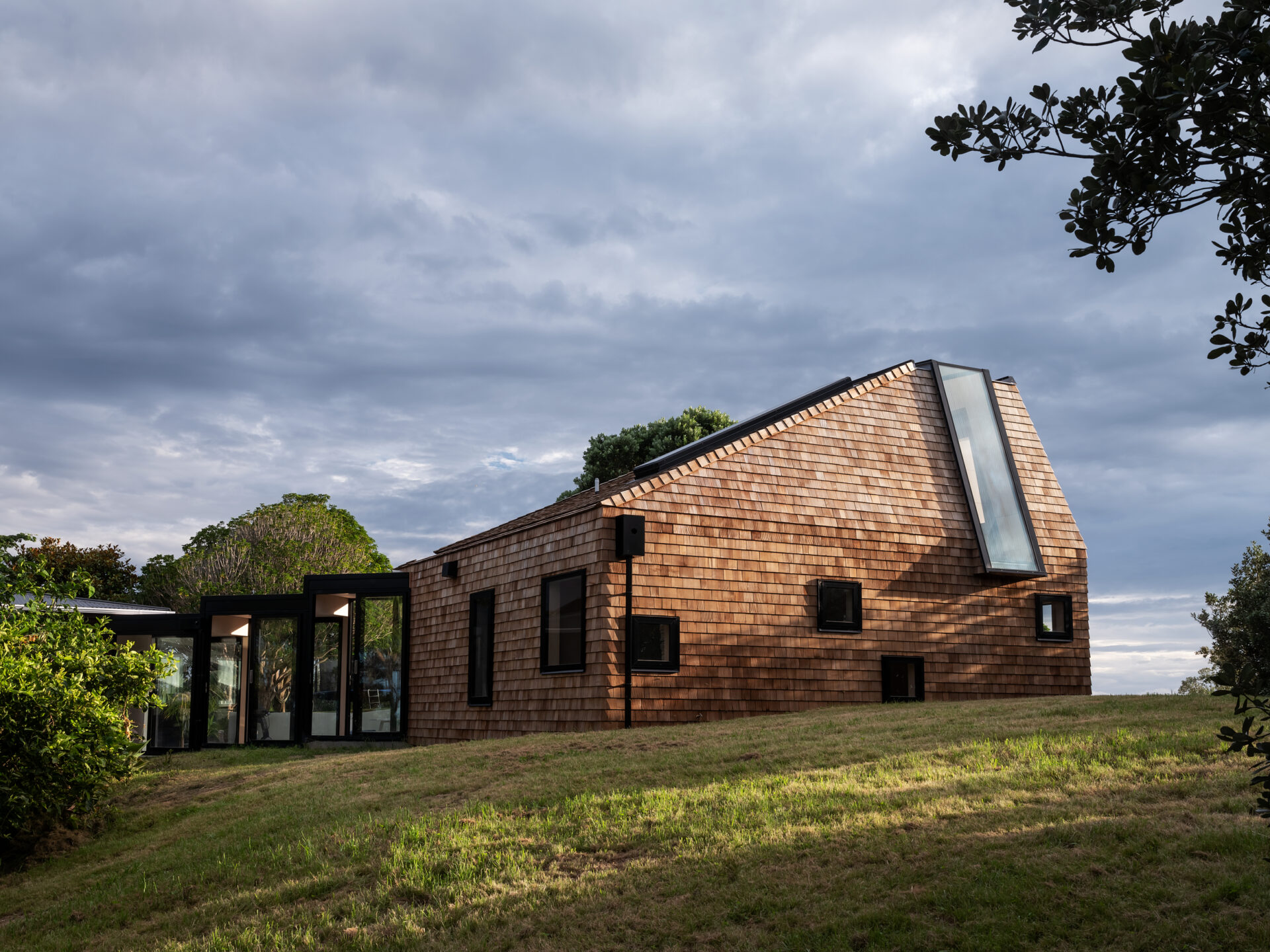 Cedar shingles on New Zealand residential roof